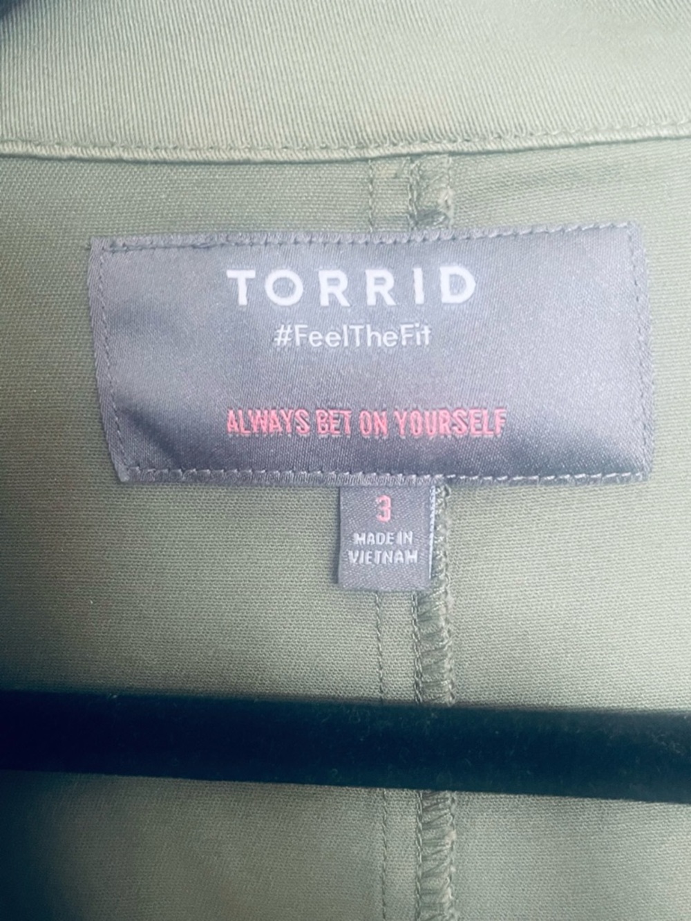 Torrid Olive Utility Button-Front Jacket - Picture 3 of 3